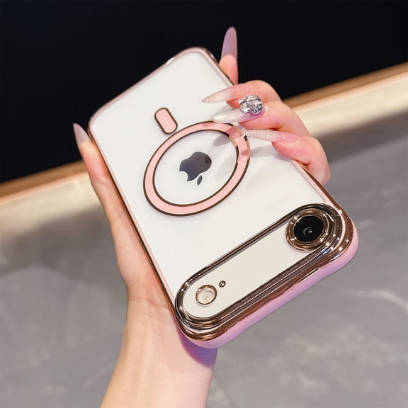 For iPhone Air Cute Plating Case [Compatible with Magsafe] for Women Girls Electroplated Rubber Soft TPU Shockproof Camera Protection Bumper Cover for iPhone Air,Pink