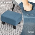 thumbnail image 4 of Ottoman Foot Rest, Small Foot Stool with Linen Fabric Upholstery and Plastic Legs, Cube Ottoman for Living Room, Blue, 4 of 9