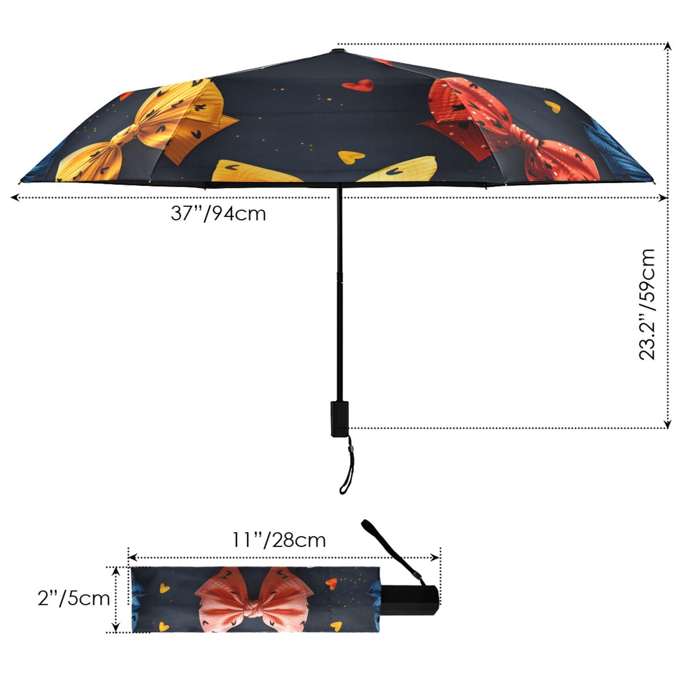 ALAZA Bow Pattern UPF 50+ Compact Folding Umbrella for Rain Travel Umbrella Packable