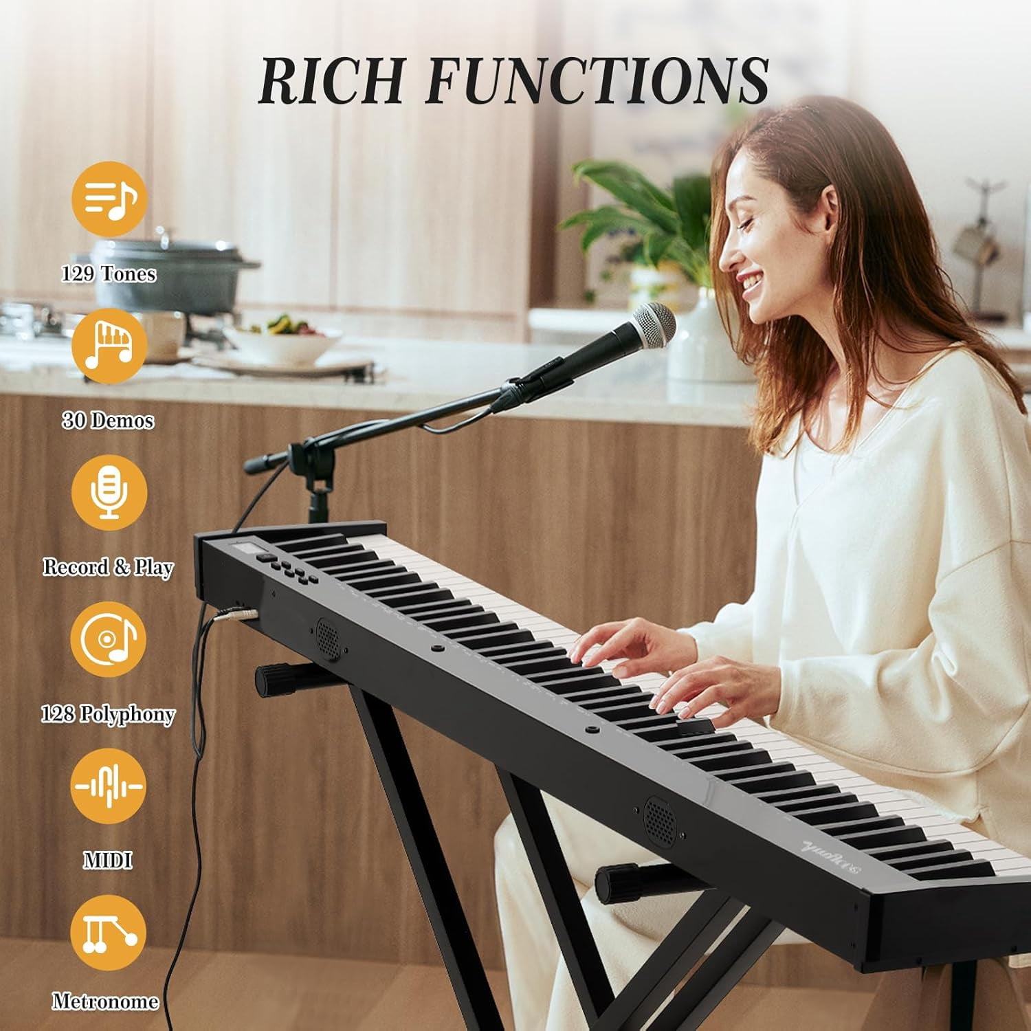 88 Key Keyboard Piano Full-Size Electric Keyboard Piano for Beginners Portable Electric Piano