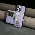 thumbnail image 3 of Detachable Magnetic Phone Cases Compatible with iPhone 16 Pro Max, Case with Card Holder, Compatible with Magsafe, Classic PU Leather Kickstand Wallet Phone Cover for iPhone 16 Pro Max, Purple, 3 of 9