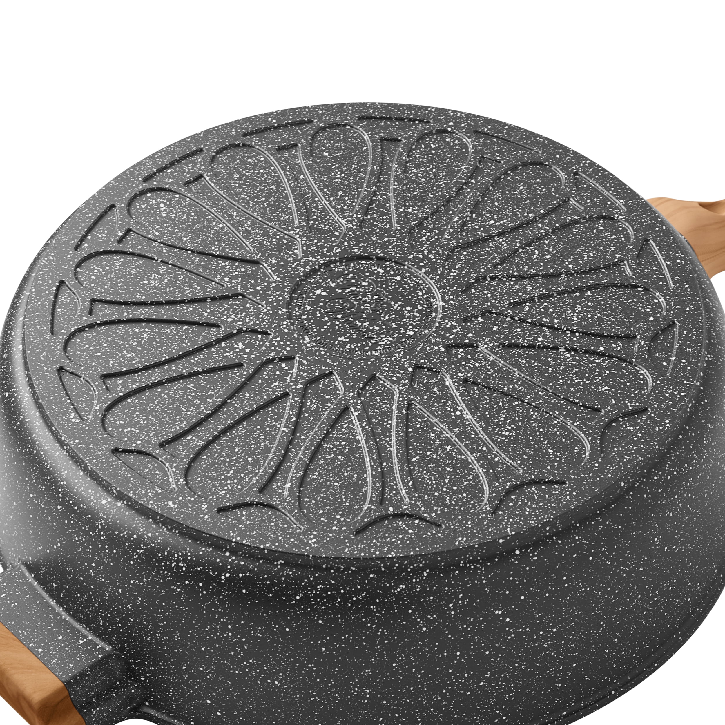 The Pioneer Woman Prairie Signature Saute Pan Jumbo Cooker, 6 Quart, Cast Aluminum, Charcoal Speckle