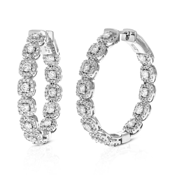 Vir Jewels 3 CTTW Lab Grown Diamond Hoops Earrings in Sterling Silver With Latch Backs For Women