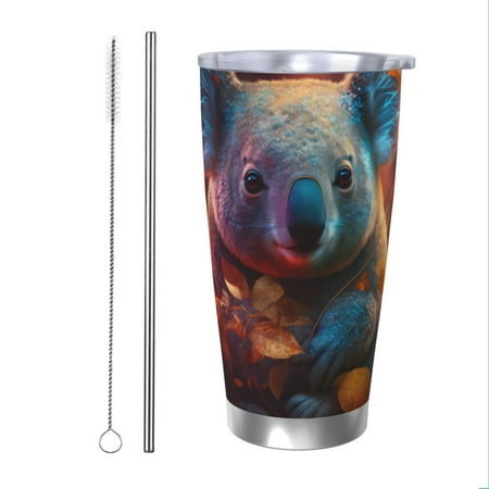 

Cauagu Forest Koala Pattern 20oz Tumbler Stainless Steel Vacuum Insulated Tumbler with Lid Insulated Coffee Mug Thermal Cup with Splash Proof Sliding Lid-Straw Two-piece Set