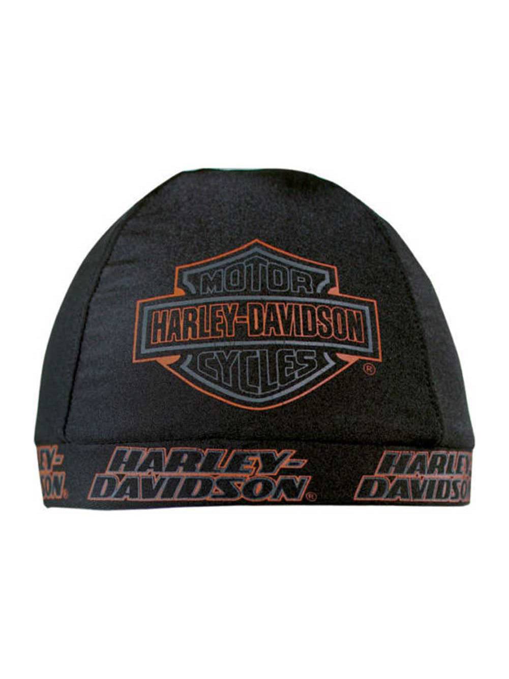 Harley-Davidson Men's Long Bar & Shield Skull Cap Black Orange & White SK31230 
