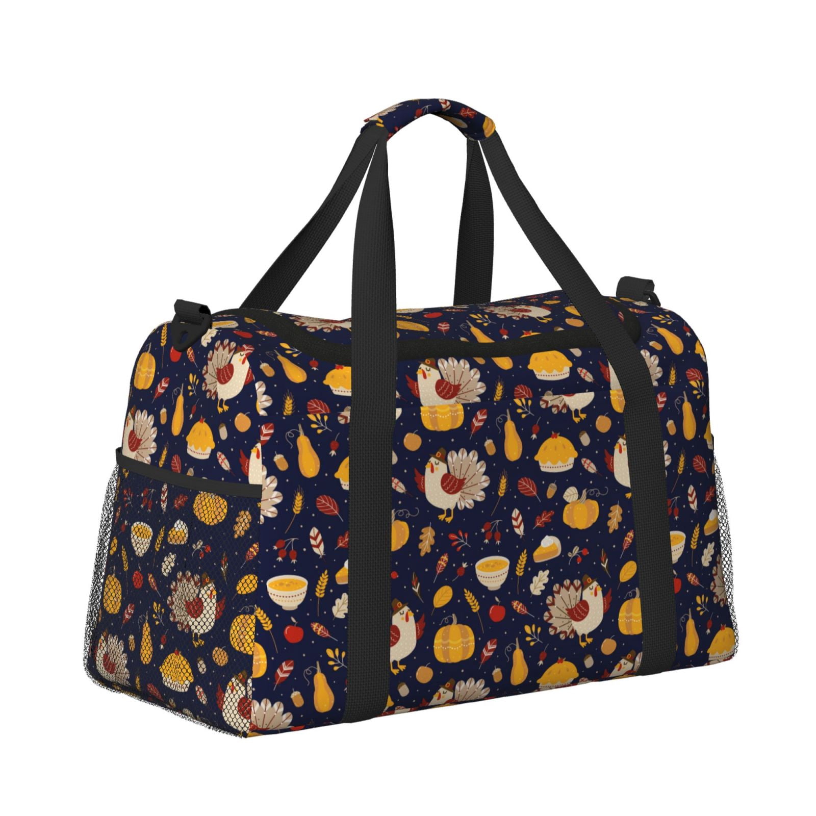 Fuzoiu Turkey And Autumn Print Travel Duffle Bag,Carry On Tote Bags,Duffel Bag,Sport Gym Bag, Hospital Bag for Labor and Delivery, Overnight Bag,Luggage Bag