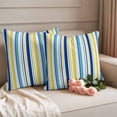 thumbnail image 2 of Blue Yellow Striped Outdoor Pillow Covers, Waterproof Decorative Throw Pillowcases Set of 2, Farmhouse Navy Blue Ombre Stripes Couch Cushion Cases with Zipper for Outside Patio Garden Sofa 18"x18", 2 of 9