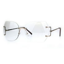 Womens Clear Lens Butterfly Rimless Ironic Granny Eye Glasses Gold Brown