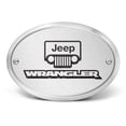 thumbnail image 2 of Jeep Wrangler 3D Logo on Brushed Oval Billet Aluminum 2 inch Tow Hitch Cover, 2 of 6
