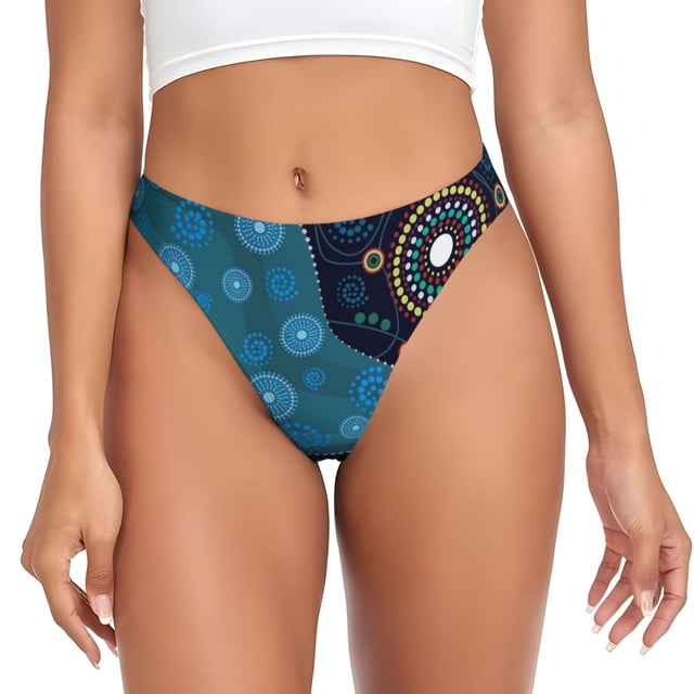 Fotbe Bohemian Turtle Tanga Sin Costuras para Mujer con Estampado – Panties Invisibles, Transpirables y Cómodos para Uso Diario-X-Large