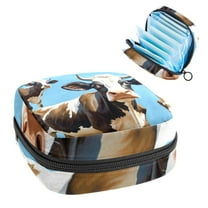 Cattle Small Bag Period Bag Zipper Pouch Canvas Pouch with Zipper 4.7x6.6x6.6 in, Oxford Cloth Menstrual Pad Storage Bag