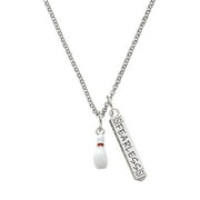 Delight Jewelry Silvertone Bowling Pin Silvertone Fearless Bar Charm Necklace, 23"
