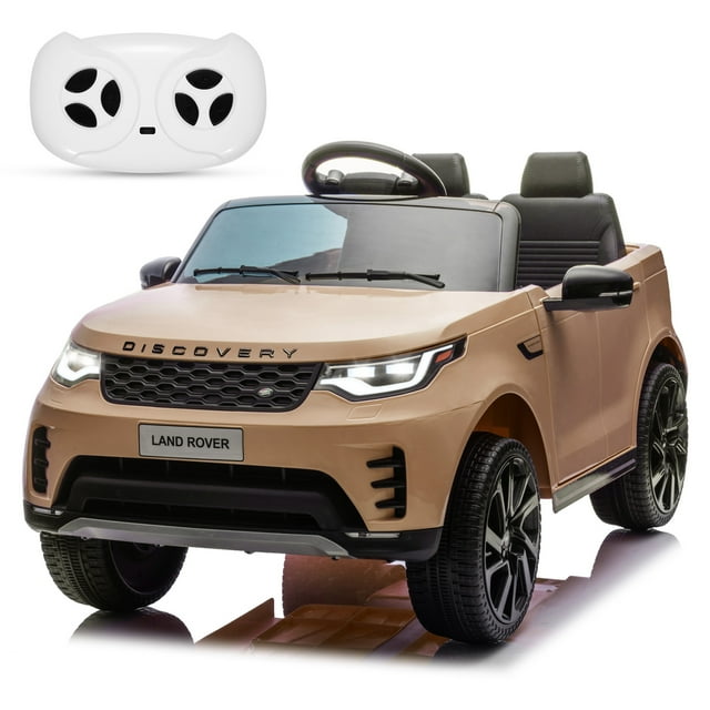 BeesClover Powered Electric Vehicle, 12V 2-Seater Licensed Land Rover Ride-On Car with LED Lights, Music & 3 Speed Options, Battery Powered Ride-On Truck Toy for Kids Ages 3-8, Champagne