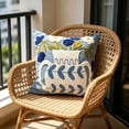 thumbnail image 2 of Throw Pillow 18"x18", Flower Embroidery Decorative Sofa Cushion with 3D Towel Embroidered Vase Pattern, Soft Cotton Pillow for Living Room Bedroom Window Office Car, Cream Light Blue, 2 of 6