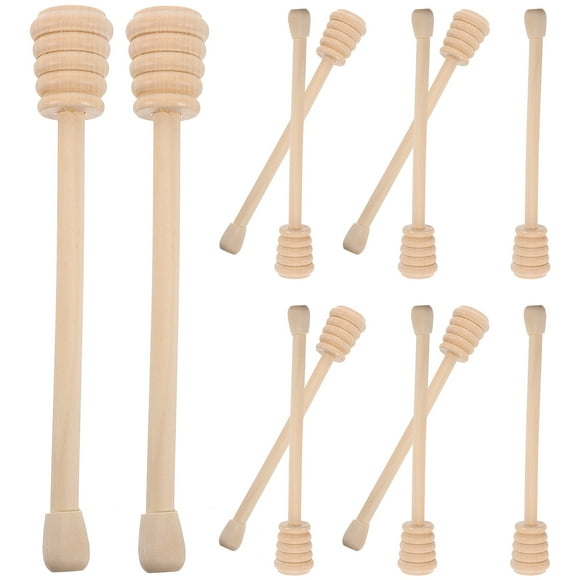 EXHUMKY 12Pcs Wood Honey Dippers for Honey and Syrup Dipping in 6.37X0.98X0.98in Dimensions