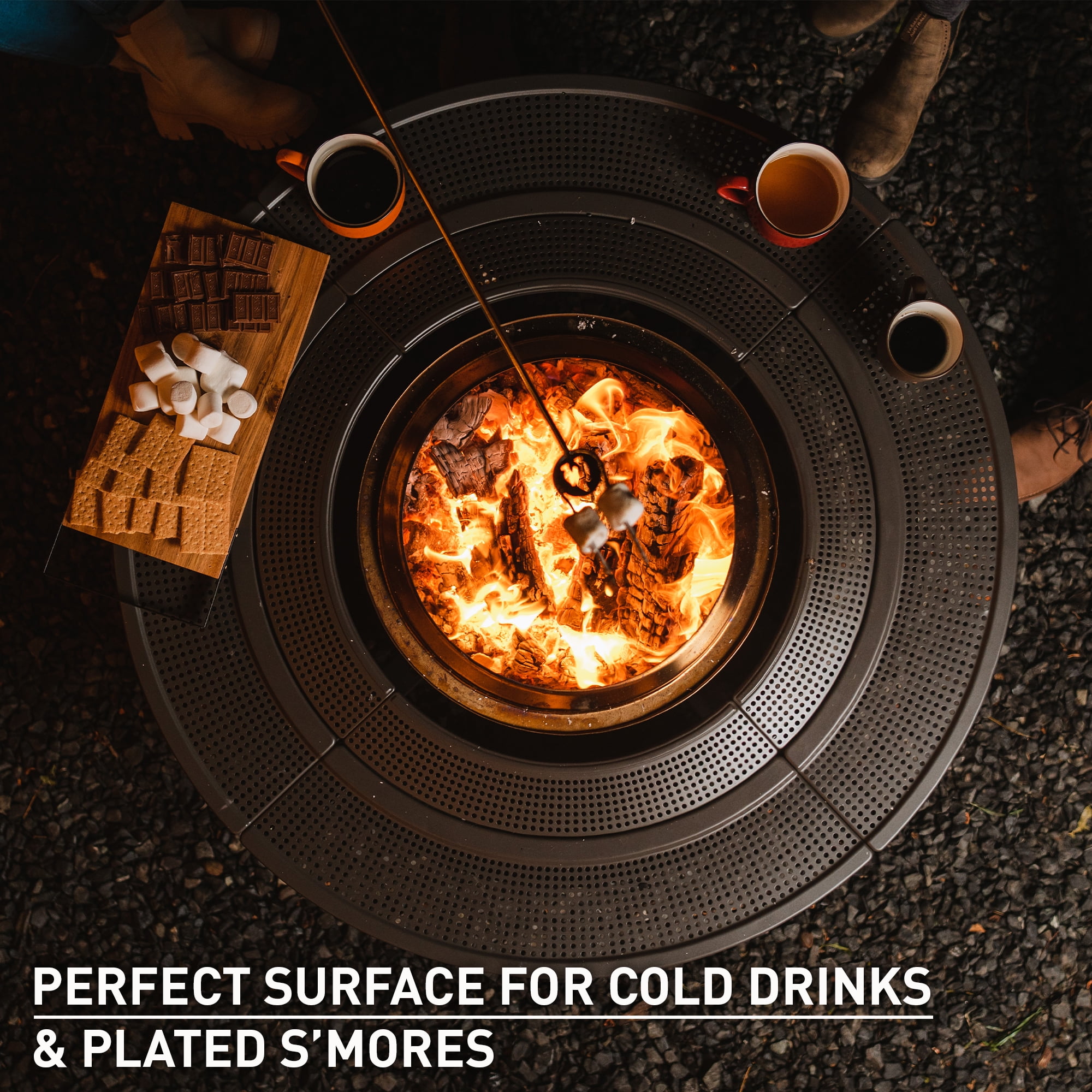 Solo Stove Fire Pit Surround Tabletop, Small | Elevation for Ranger and Bonfire Wood burning Outdoor Fire Pit, Powder-Coated Steel/ UV-Resistant Outdoor Fabric, Dimensions (HxDia): 20 x 42 in, Black
