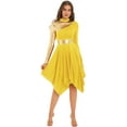 thumbnail image 2 of HULIJA Women Liturgical Dancewear Praise Dance Dress Color Block Worship Costume Yellow M, 2 of 7