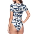 thumbnail image 4 of Balery Palm Tree Women's Short Sleevee Crew Neck Bodysuit Tops Short Sleeve Tops Basic-Medium, 4 of 9