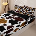 thumbnail image 2 of Manfei Rustic Cow Print Zipper Full Size Comforter Sets with Fitted Sheet and 2 Pillowcases,Minimalist Animal Pattern Zipper Bedding Set,White Brown Beige,Reversible, 2 of 7