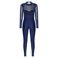 thumbnail image 4 of YONGHS Women Gymnastics Leotard Unitard Shiny Rhinestone Full Length Figure Ice Skating Jumpsuit Navy Blue XXL, 4 of 7
