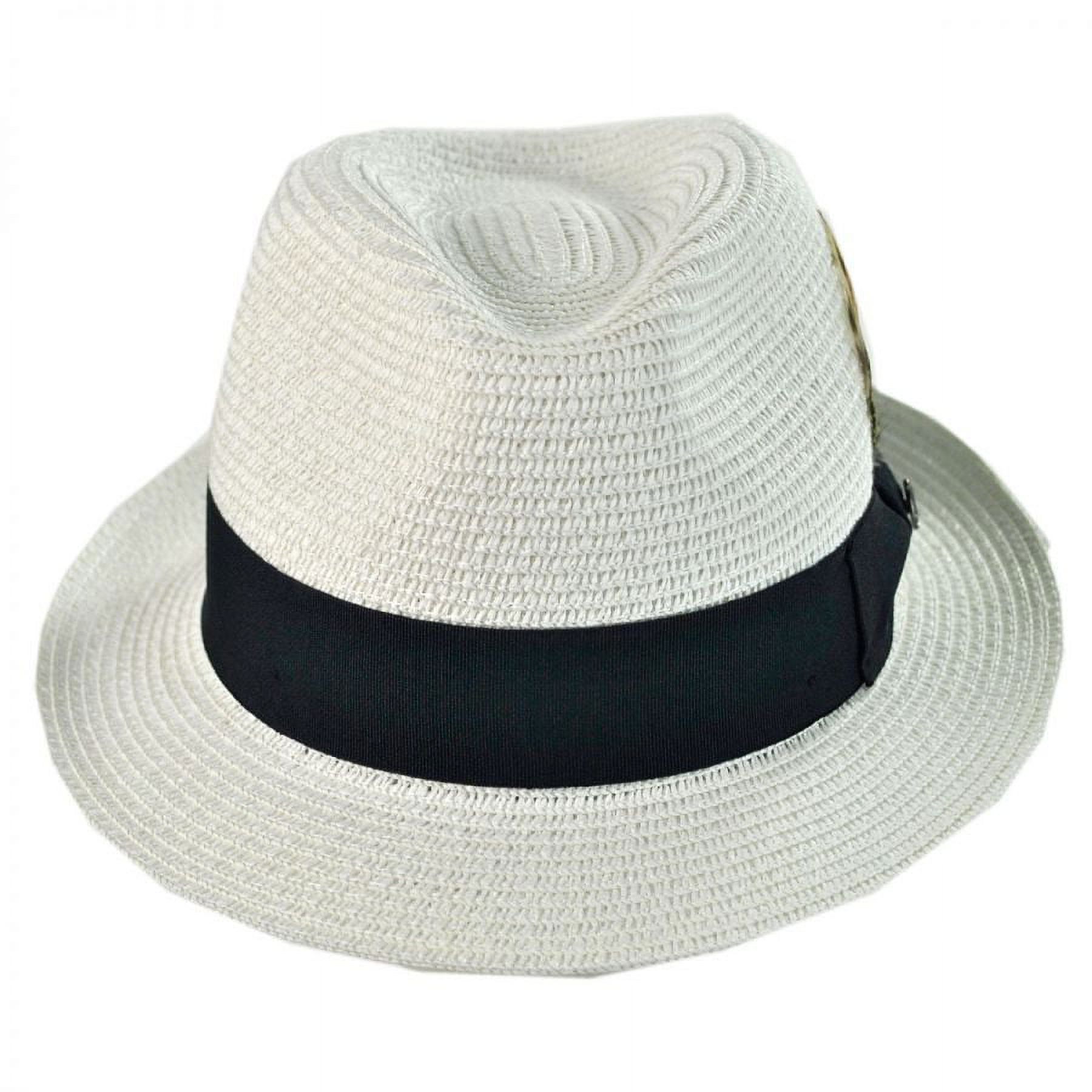 Toyo Straw Braid Trilby Fedora Hat - L - White - image 2 of 6