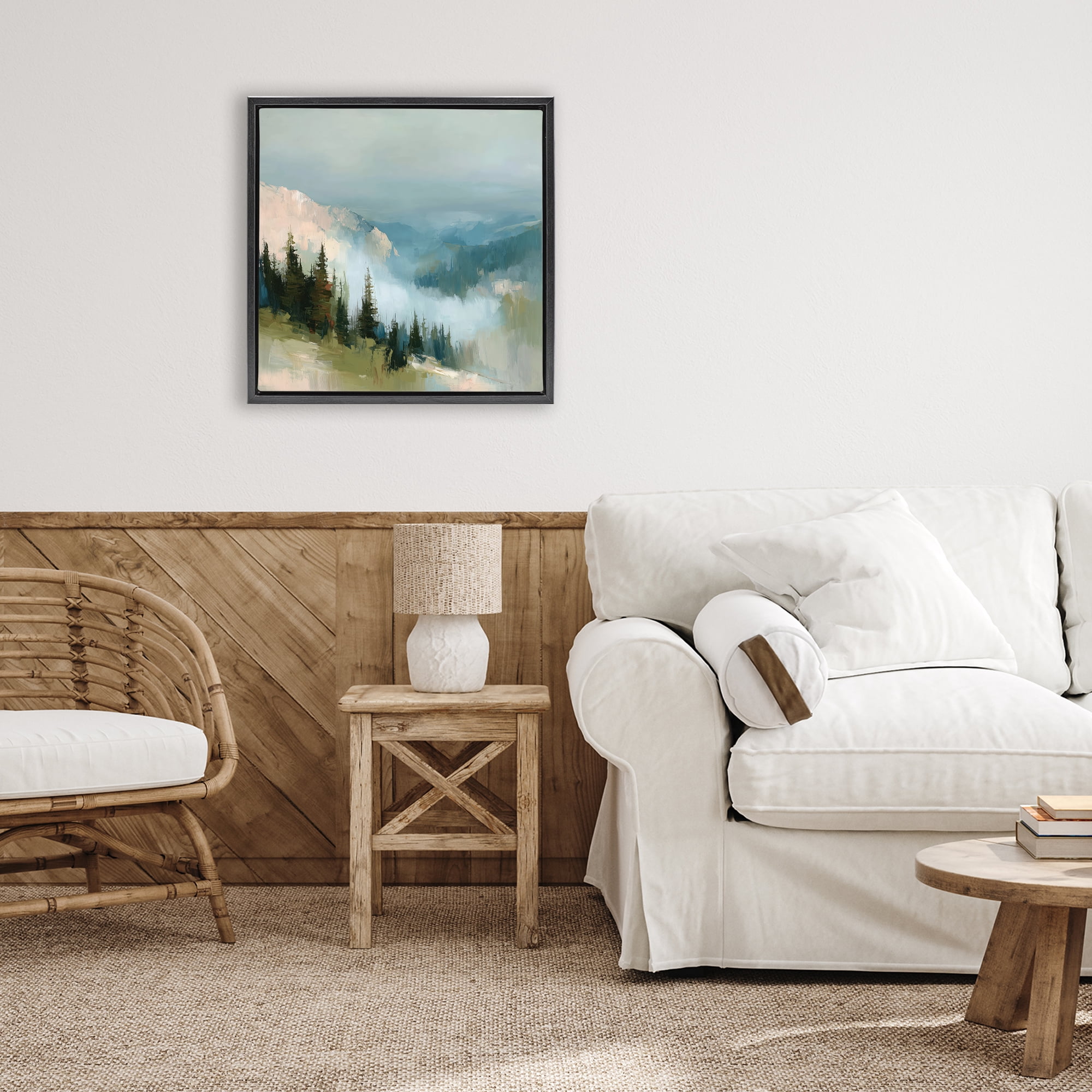 Stupell Industries Mountain Forest Impression Black Framed Floater Canvas Wall Art, design by Kim Curinga