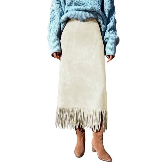 JYnXIANTI Maxi Skirts for Women High Waisted Trendy Fringe Skirts Comfort Soft Skirts Casual Classic Clothes Streetwear