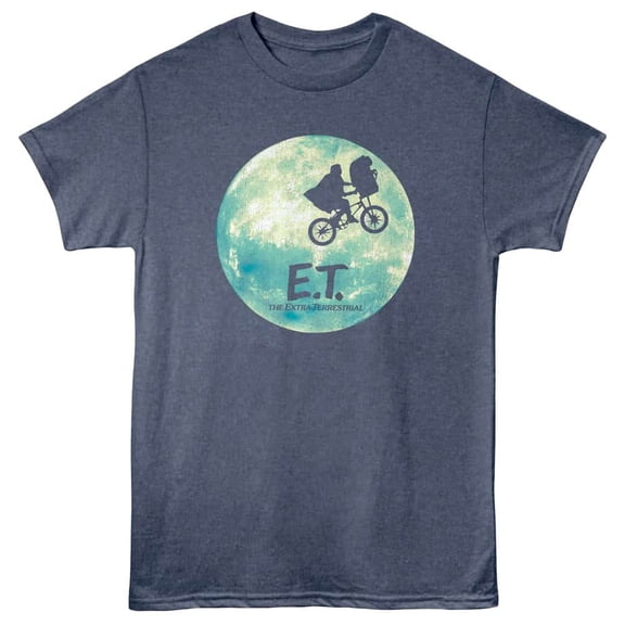 E.T Bike over the Moon Men's T Shirt (NavyHeather, AdultS)