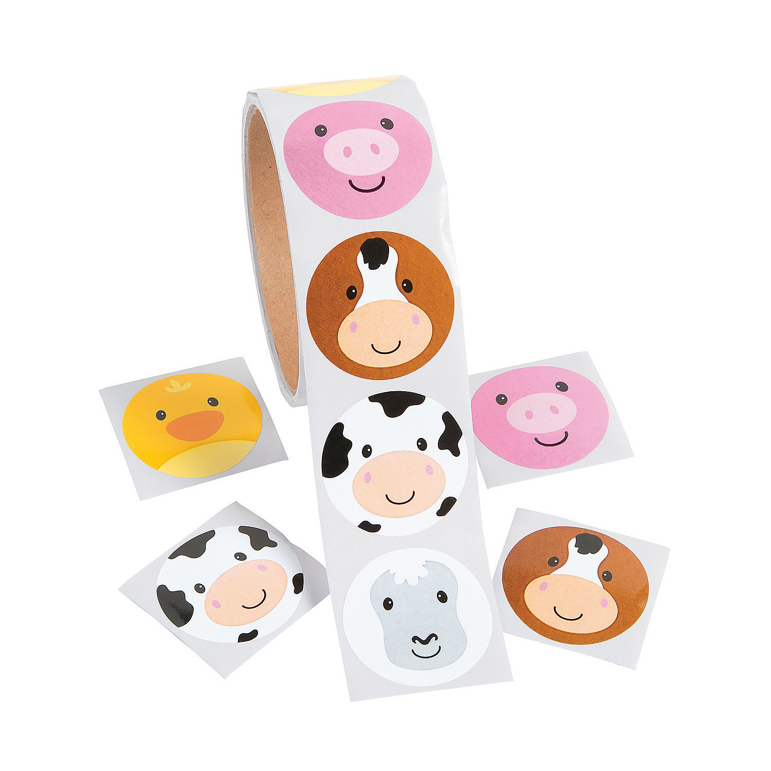 Simple Face Farm Animal Roll Stickers Stationery 100 Pieces