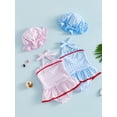 thumbnail image 3 of BemeyourBBs Toddler Baby Girl One Piece Swimsuit With Sun Hat Infant Girls Bathing Suit Cute Plaid Print Sleeveless Halter Swiming Skirt Swimwear Summer Pool Beachwear, 3 of 9