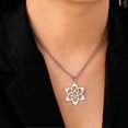 thumbnail image 5 of Chakra Lotus Flower Star of David Hebrew Pendant Necklace Religious Amulet Stainless Steel Women Jewish Jewelry Gift, 5 of 5