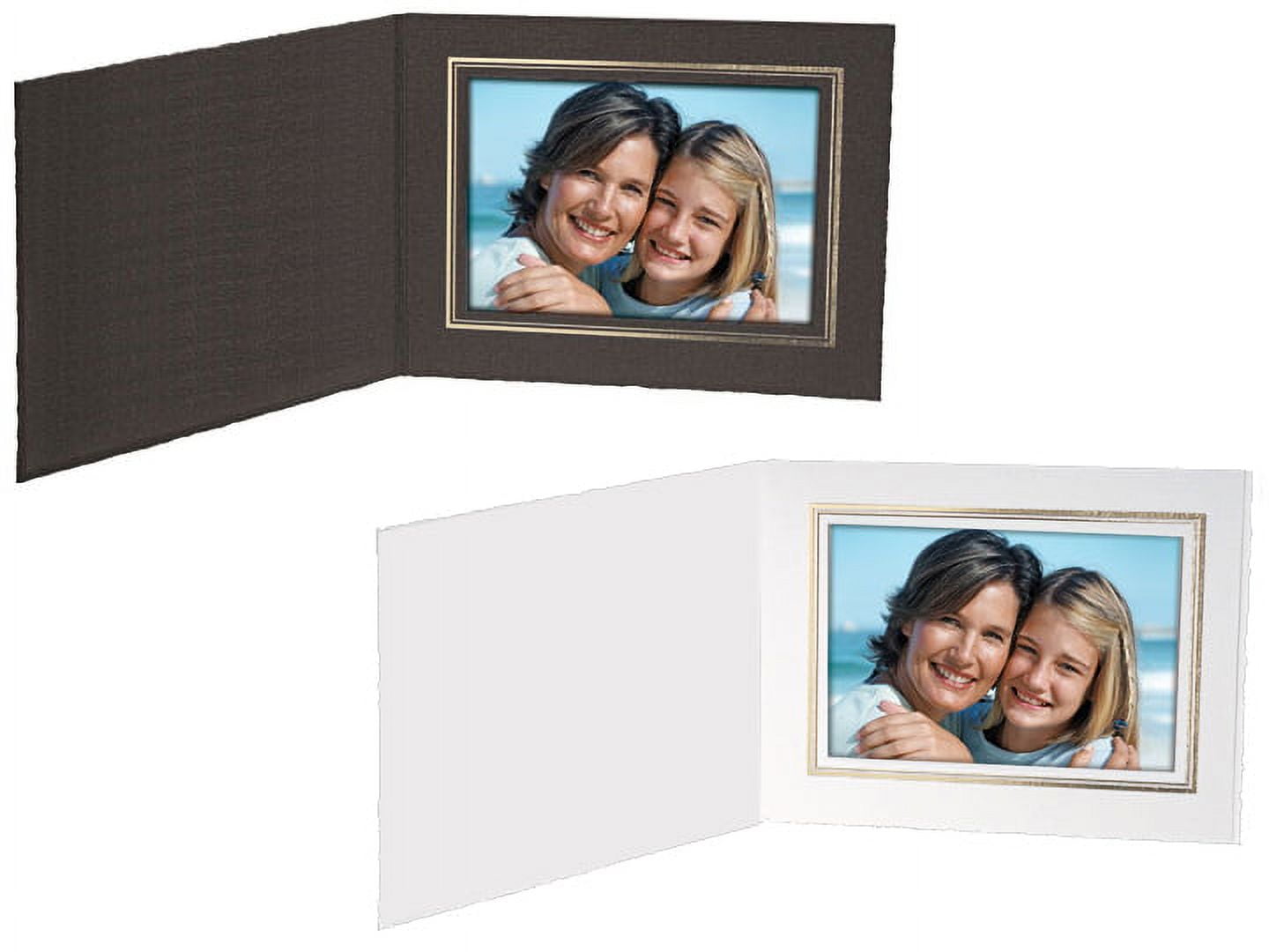 (25 pack) Black Cardstock Paper Portrait Folder 7x5 Landscape Frame w gold foil border  sold in 25s  - 5x7