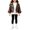 Coffee, variant on Girls Moto Cropped Jacket Zip Up Belt Waist Lapel Pu Leather Jacket Kids Fashion Windproof Rainproof Biker Coats