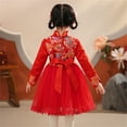 thumbnail image 5 of lnmuld Winter Dress Toddler Kids Baby Girls Children Fairy Hanfu Dresses for Chinese Calendar New Year Lined Warm Princess Dresses Embroidery Tang Suit Performance Size:10-11 Years, 5 of 8