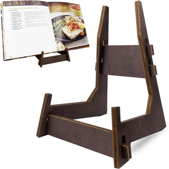 YOHAVEN Wooden Foldable Book Stand Display Rack, Recipe Photo Holder Organizer for Kitchen Office Study Tabletop Home Gift Seasonal Holiday Decor