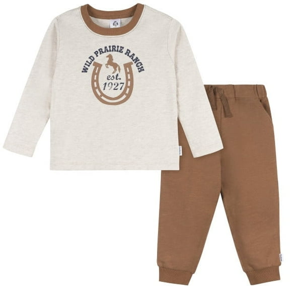 Gerber Toddler Boy Top & Jogger Oatmeal Heather 2-Pack Set, Sizes 2-5T