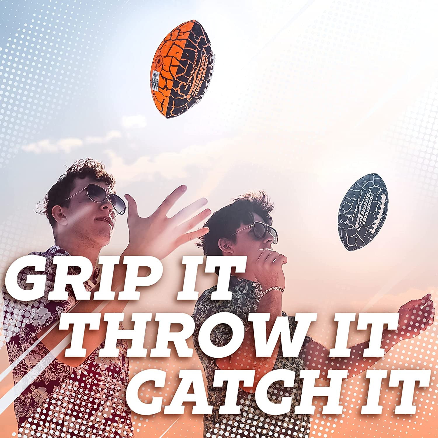 Wave Runner Grip It Waterproof Junior Size Football, 9.25-Inch, Durable Double-Laced, Ideal for Beach, Pool, and Outdoor Games Multicolor