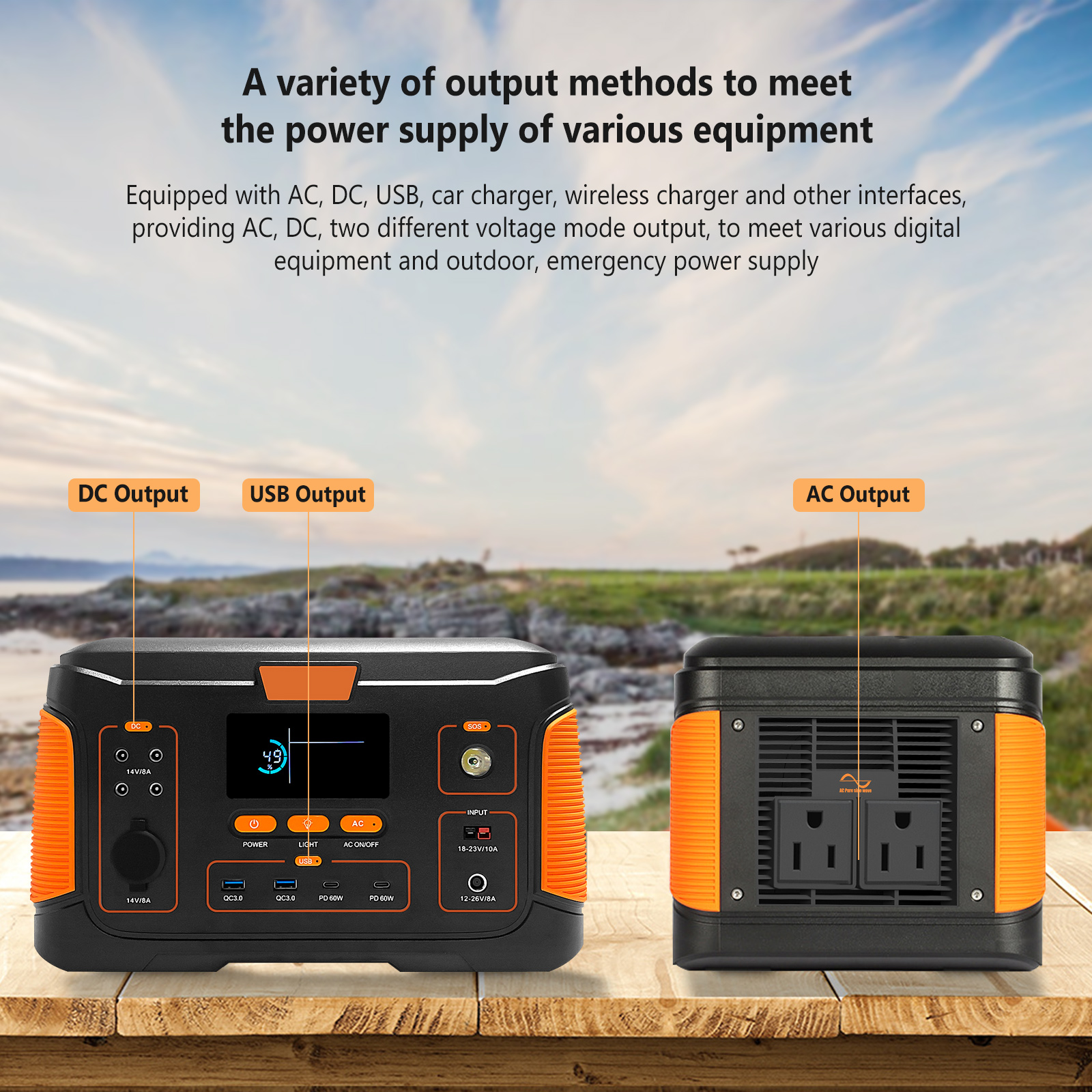 Aputtriver Portable Solar Generator 1000W  Power Station for Outdoor Camping Road Trip