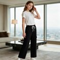 thumbnail image 5 of Angala Little Boys Sweatpants Athletic Pants Wide Leg With Pockets And Drawstring Fall Casual Boys Baggy Trousers Size 5-6 Years Black, 5 of 9