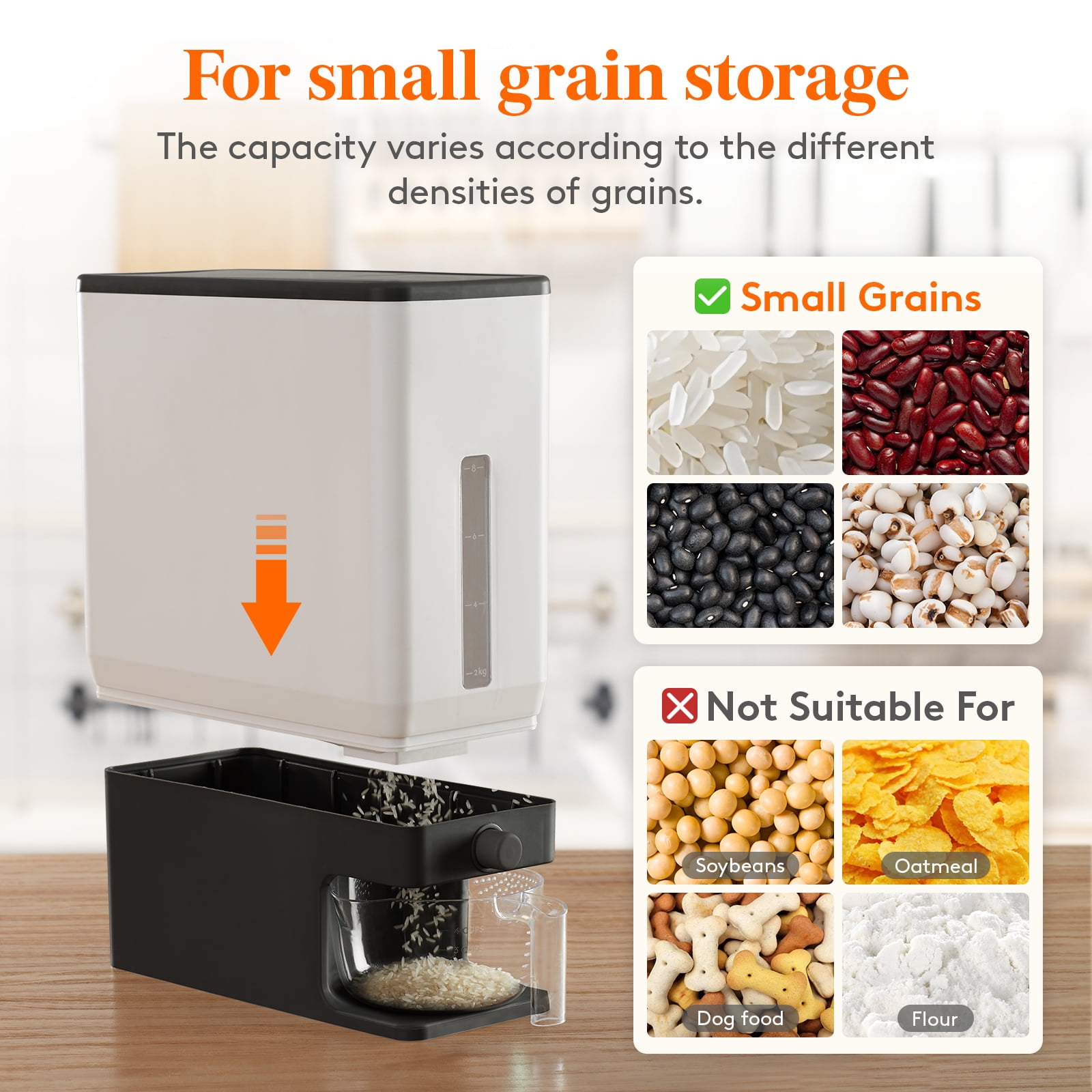 Leaglojoy Rice Dispenser 25 lbs 2 Pcs, Rice Storage Container Moisture Proof, Cereal Dispenser for Pantry, BPA-Free