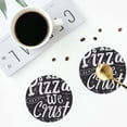 thumbnail image 4 of Honeii In Pizza We Crust Art Print Leather Coaster Set of 4, Ideal for Safeguarding Your Furniture from Drinks Spills and Effortless Cleanup-Round Shape, 4 of 6