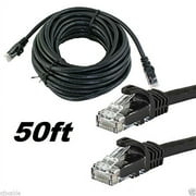 Cablevantage New 50ft 15M Cat5 Patch Cord Cable 500mhz Ethernet Internet Network LAN RJ45 UTP for PC PS4 Xbox Modem Router Black