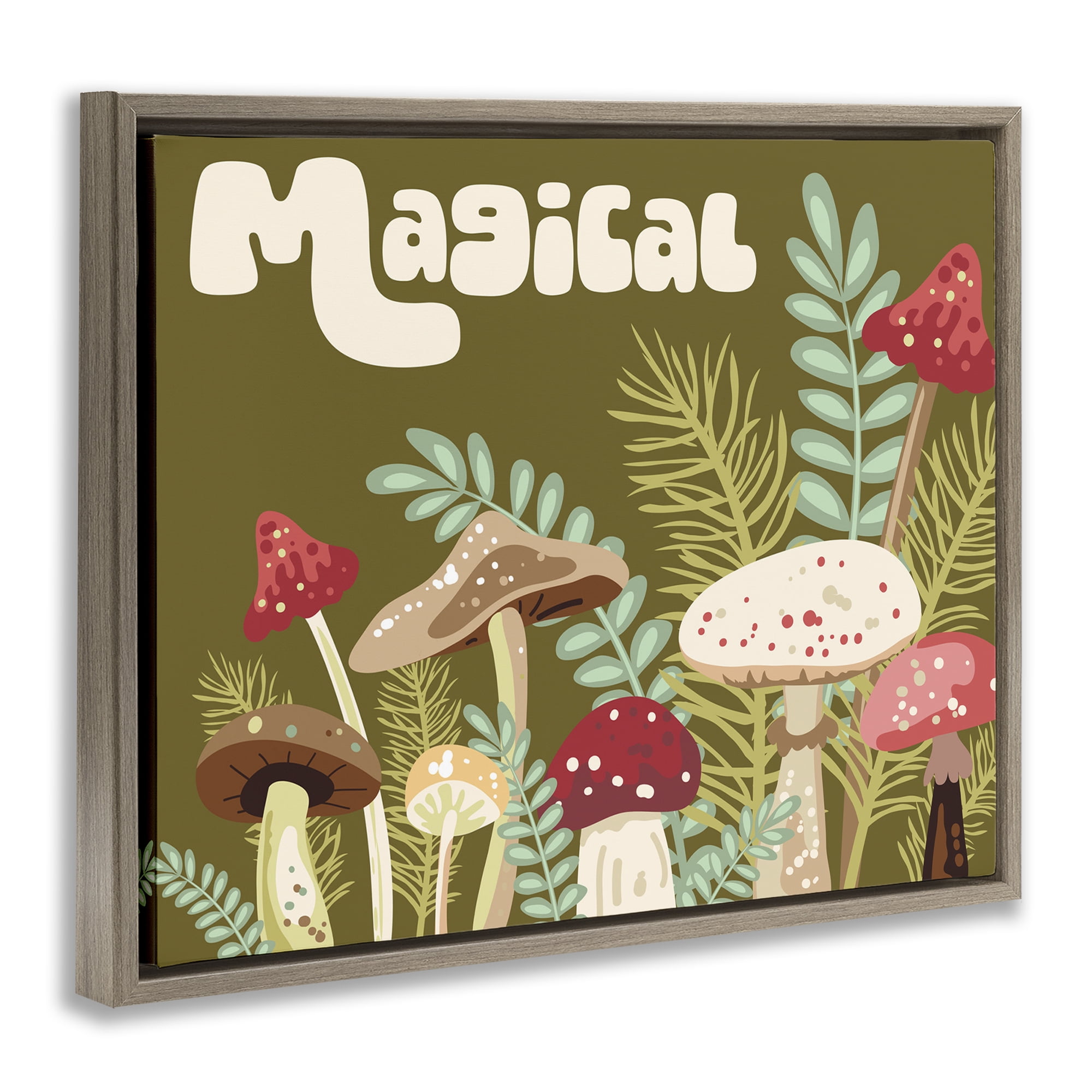 Stupell Industries Magical Botanical Mushrooms Botanical & Floral Painting Brown Floater Framed Art Print Wall Art, 31 x 25