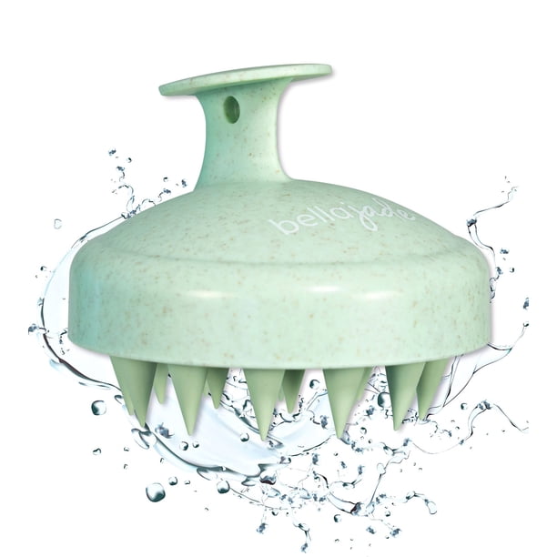 Bella Jade Cepillo de champú masajeador para el cuero cabelludo y la cabeza para el crecimiento del cabello, caspa y cuero cabelludo seco (verde)