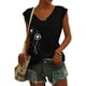 thumbnail image 3 of Playeras,Blusas y Tops,Ropa para Mujer Camisetas Sin Mangas Para Mujer Camiseta sin mangas con manga casquillo para mujer, cuello en V, color sólido, camisa informal, blusa suelta (Black, XL), 3 of 4