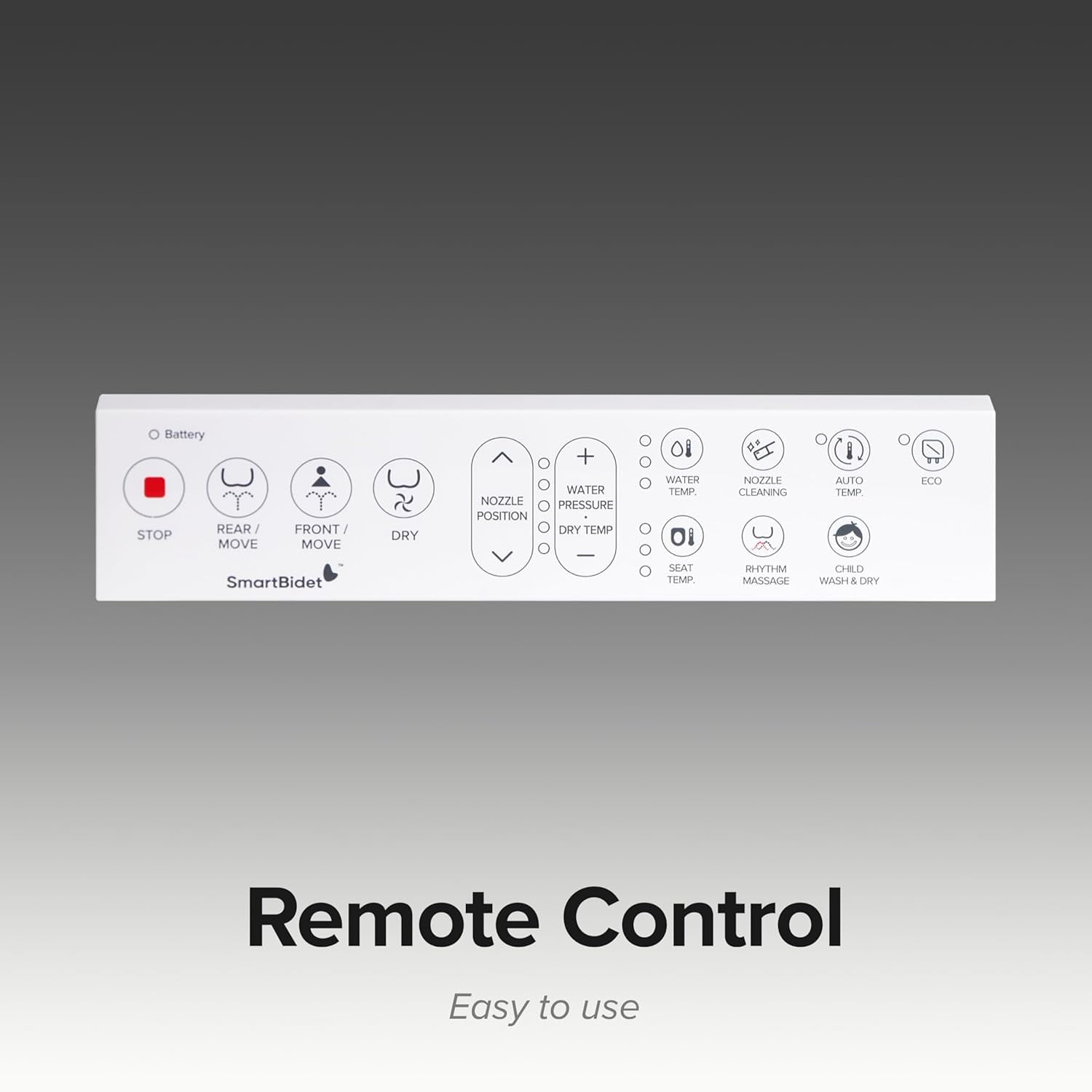 SmartBidet SB-1200 Elongated Bidet Toilet Seats White with Remote Control, Unlimited Hot Water