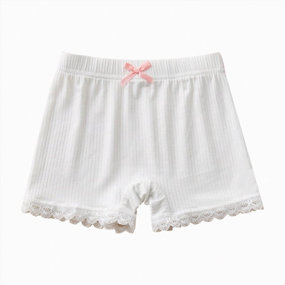 WUANDIXFA Toddler Girl Panties Girls Boyshorts Underwear Soft Cotton Teen Girls Kids Briefs Safety Panties for Dress,White,18-24 Months