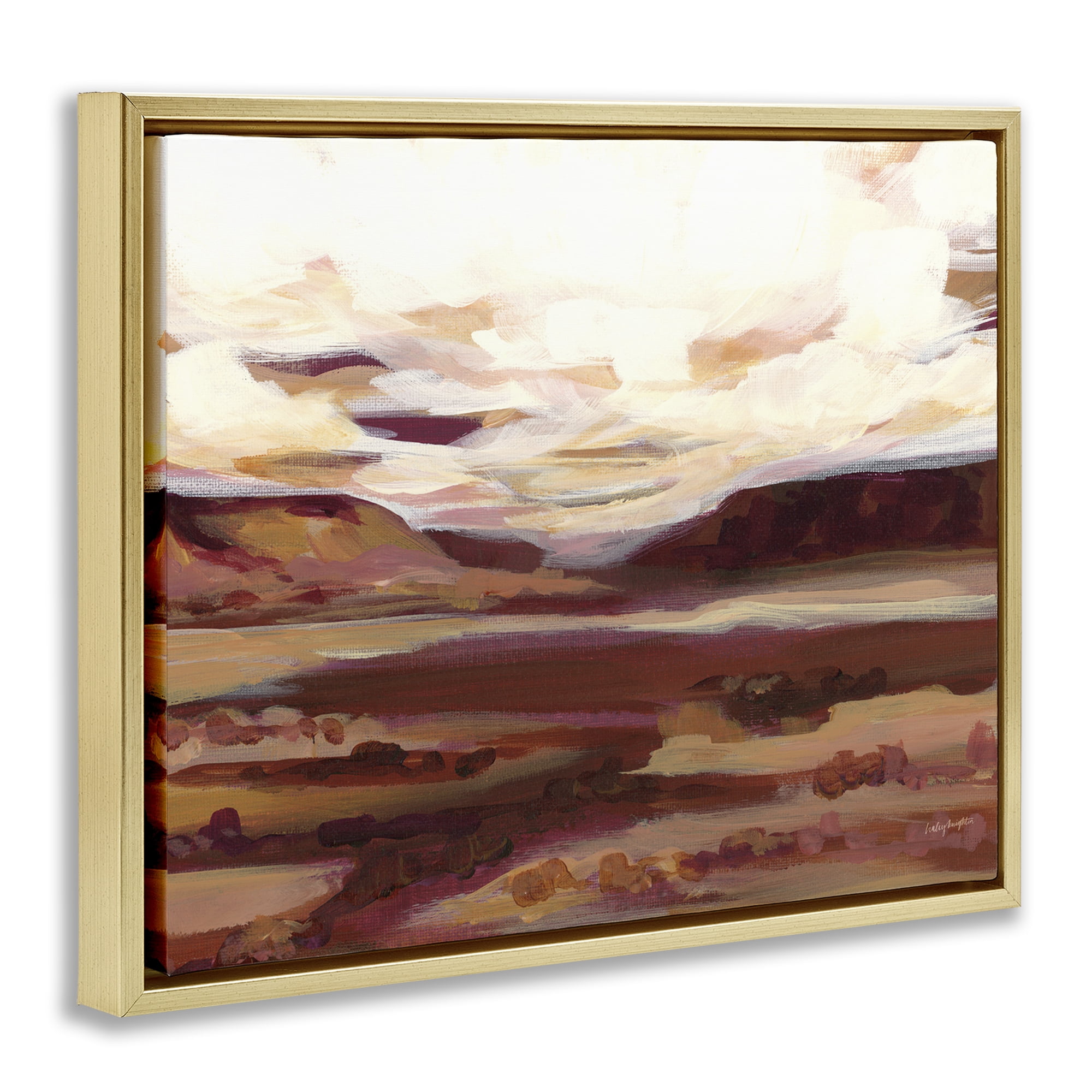 Stupell Industries Canyon Mesa Landscape Landscape Painting Gold Floater Framed Art Print Wall Art, 31 x 25
