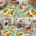 thumbnail image 6 of 2.7x5 Washable Area Rug, Cartoon Caravans Non-Slip Rectangle Rug for Bedroom Bedside, Hookups Roadblocks Stars Green Border Indoor Floor Mat for Home Decor, 6 of 9
