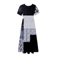 thumbnail image 3 of Penkiiy Women Geometric Print Short Sleeve Dress Loose Plain Casual Summer Flowy Tiered Long Maxi Dresses with Pockets XL Blue, 3 of 4